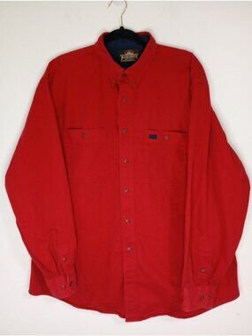 Vintage Greatland Apparel Red Button-Up Long-Sleeve Shirt Mens XL 100% Cotton